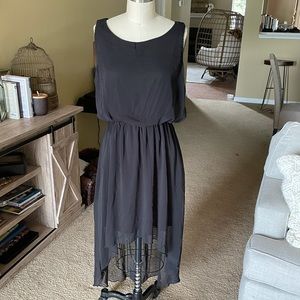 Black Chiffon Sleeveless Dress High-Low Hem XL